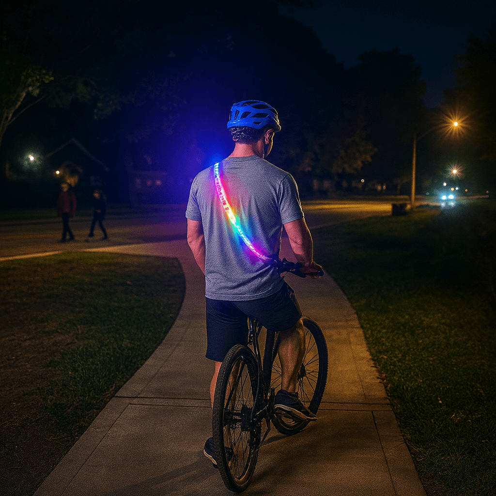 5V Multi-Mode Waterproof LED Safety Strip – USB Powered Light with Music Sync for Night Running, Cycling & Camping