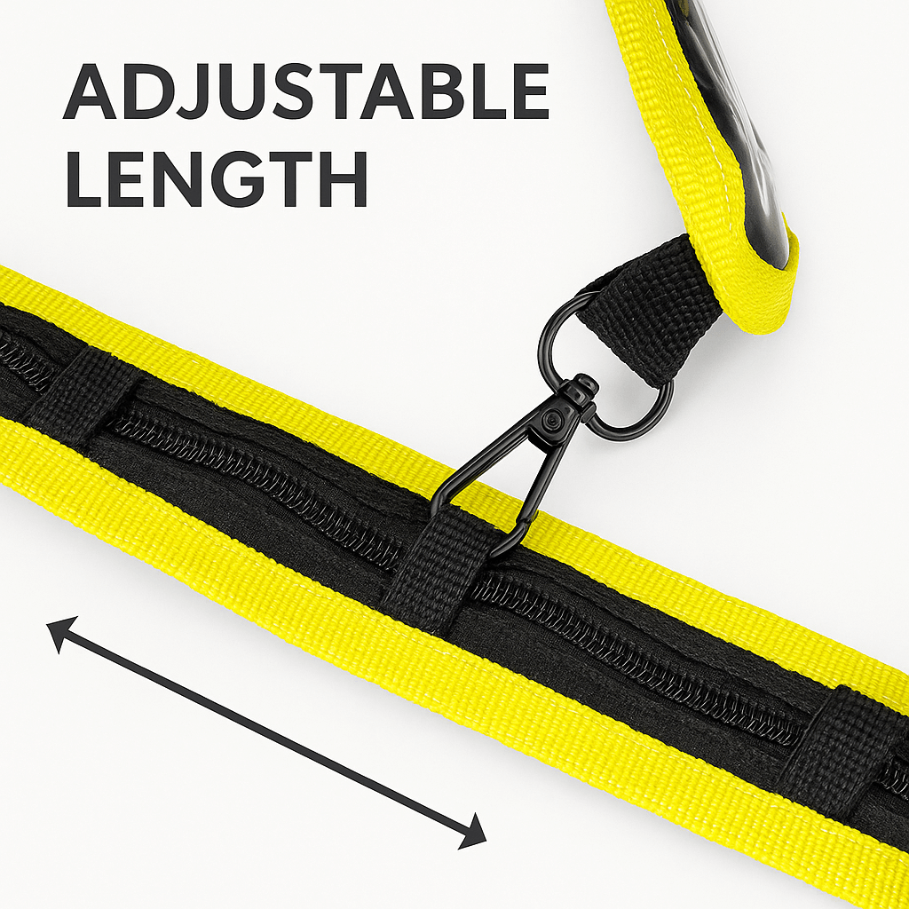 Adjustable length strap on a USB powered LED safety light for a secure fit