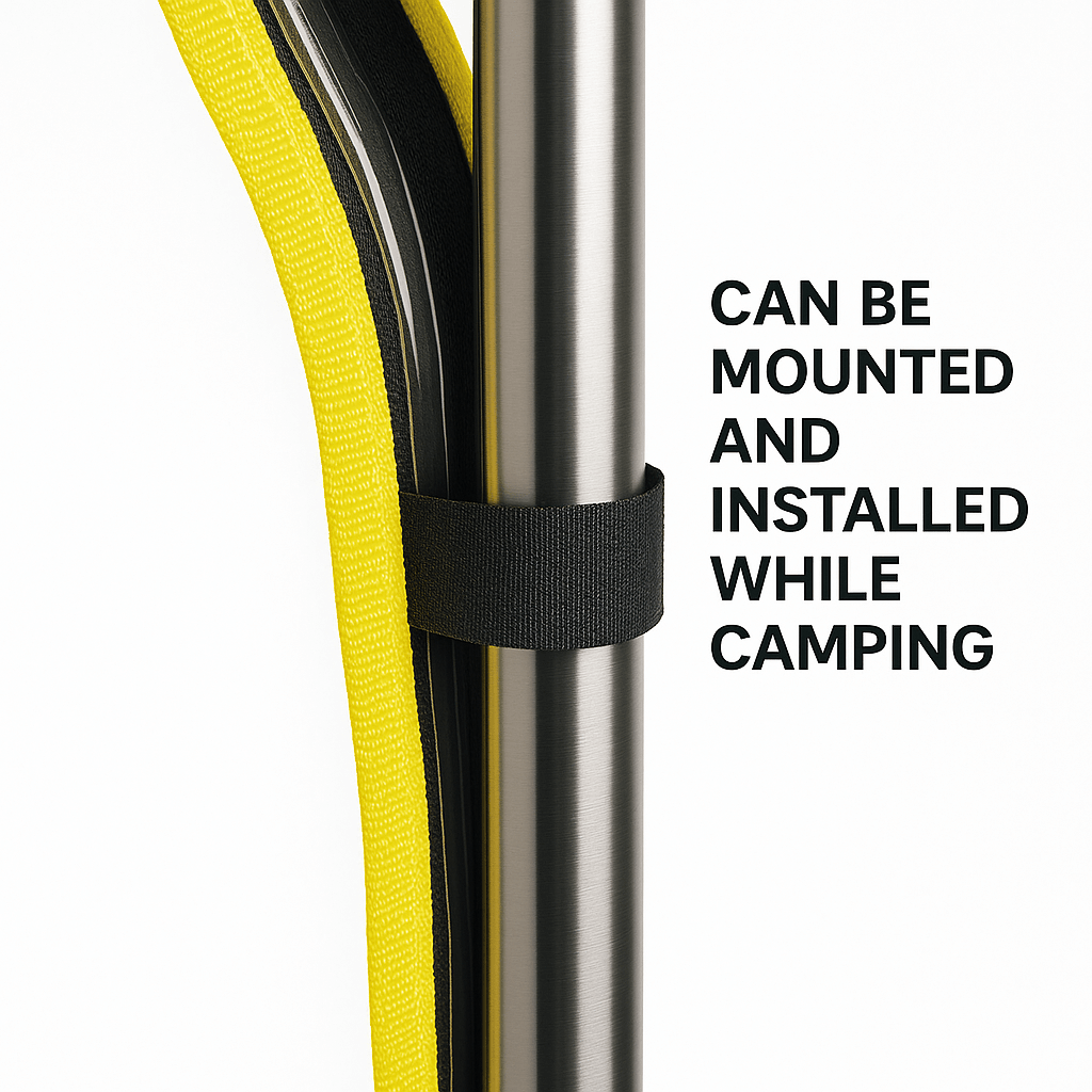 USB powered LED safety light mounted on a pole for camping and outdoor visibility